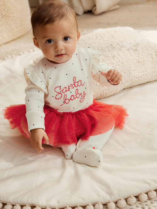 Комбинезон / Cлип для девочки Next F34-048, Молочный, Красный