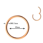 Кольцо-кликер с замком 12 мм толщиной 1 мм для пирсинга. Медицинская сталь, розовая позолота