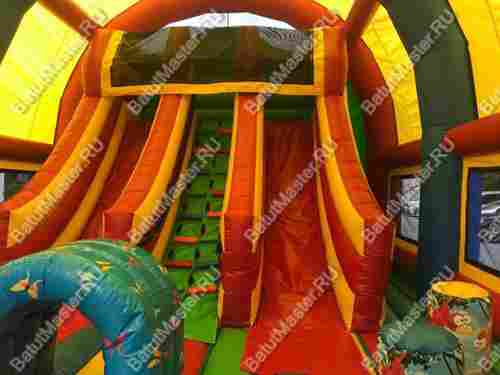 Надувной батут "Страна Сафария" с крышей и пневмопушками
