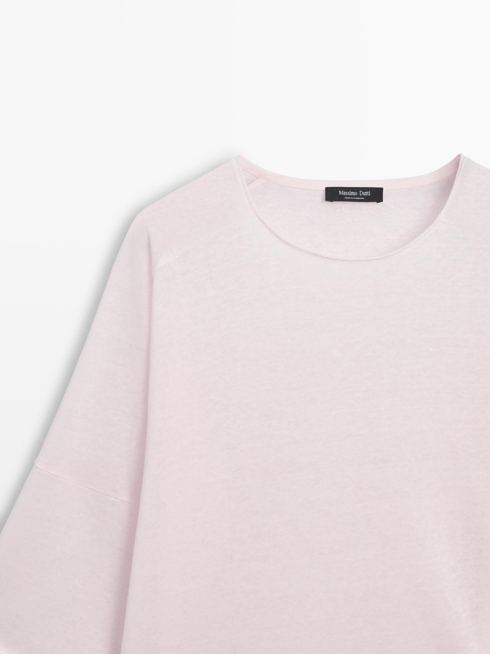 Massimo Dutti Футболка из смесовой льняной ткани, бледно-розовый