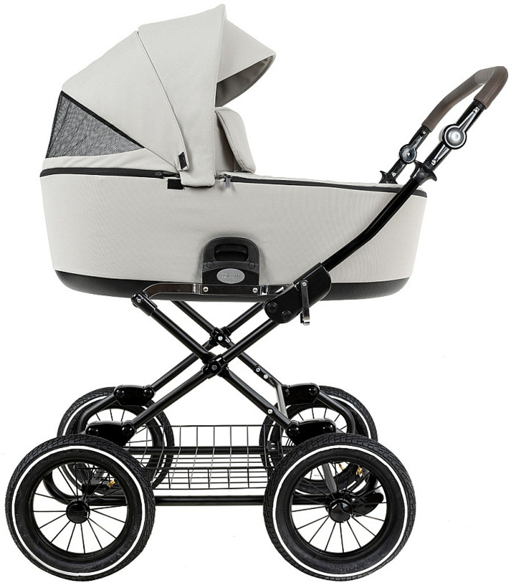 Детская коляска Roan Bass Next Classic d12 2.0 3 в 1 с автокреслом Tutis Elo Black BNC/84/2 Marzipan/Black/руч.Cappuccino