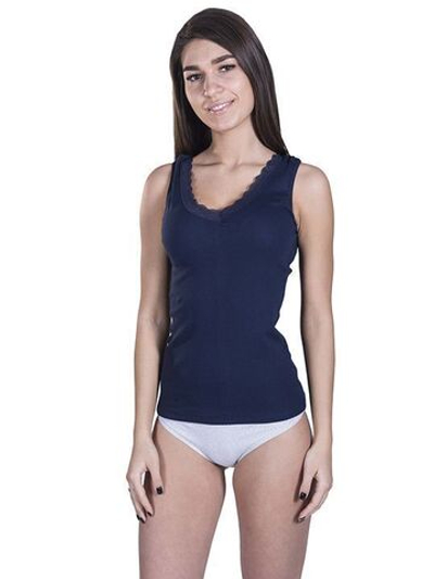 Женская майка на широких бретелях (Размер: M) (Цвет: синий)