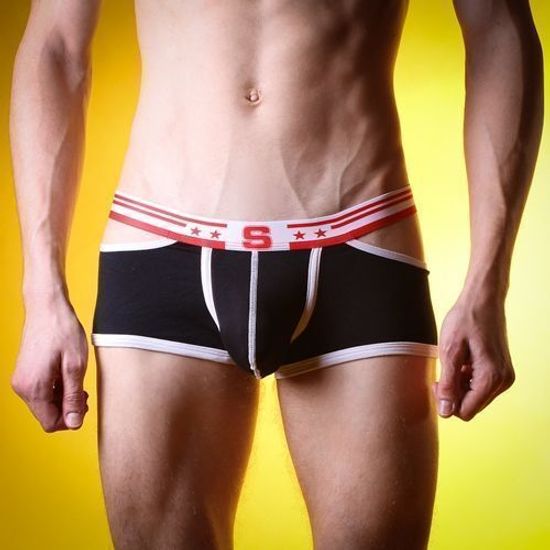 Мужские трусы хипсы с вырезами по бокам черные Seeinner Black Boxer