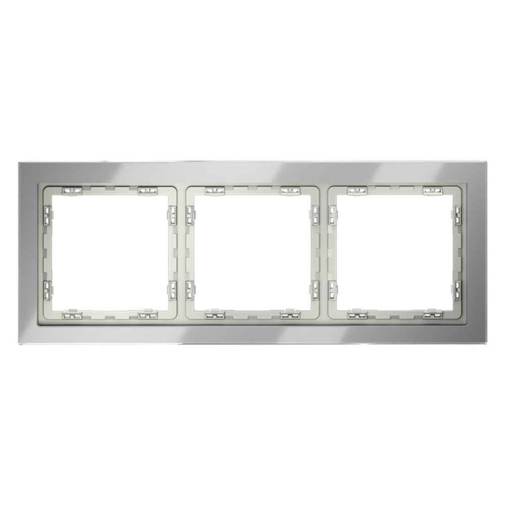 Рамка стеклянная VOLTUM S70 на 3 поста, (сталь, стекло)