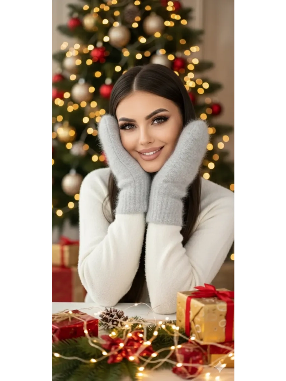 Варежки зимние теплые пушистые ангора