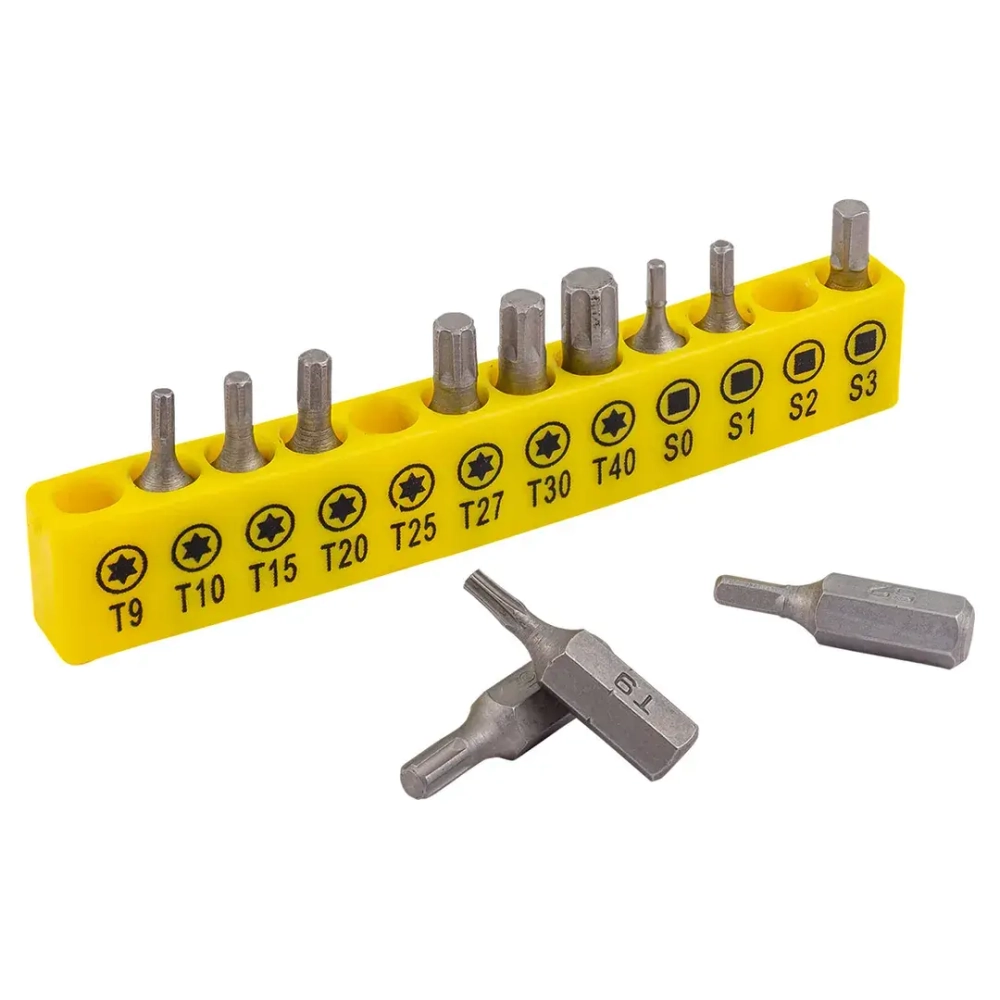 Набор бит 12пр.25мм, 1/4, TORX T-9,10,15,20,25,27,30,40 S-0,1,2,3. WMC TOOLS WMC-21012B