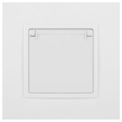 Розетка ЭРА Elegance 14-2103-01М 2P+E Schuko со шторками с крышкой, 16А-250В, белый матовый