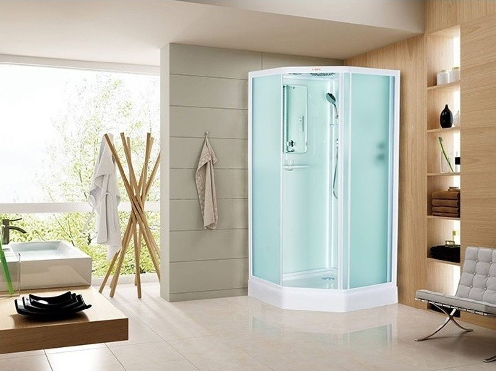 Душевая кабина Esbano (Эсбано) L100PR, с низким поддоном, с электрикой и LED освещением, 100х100х210