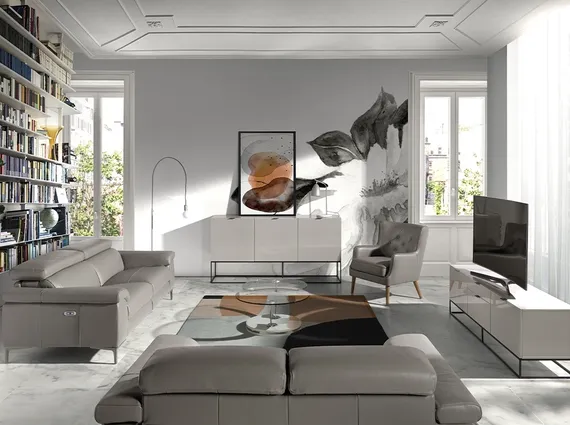 Трехместный диван с реклайнером Angel Cerda 5320-3P, серая кожа