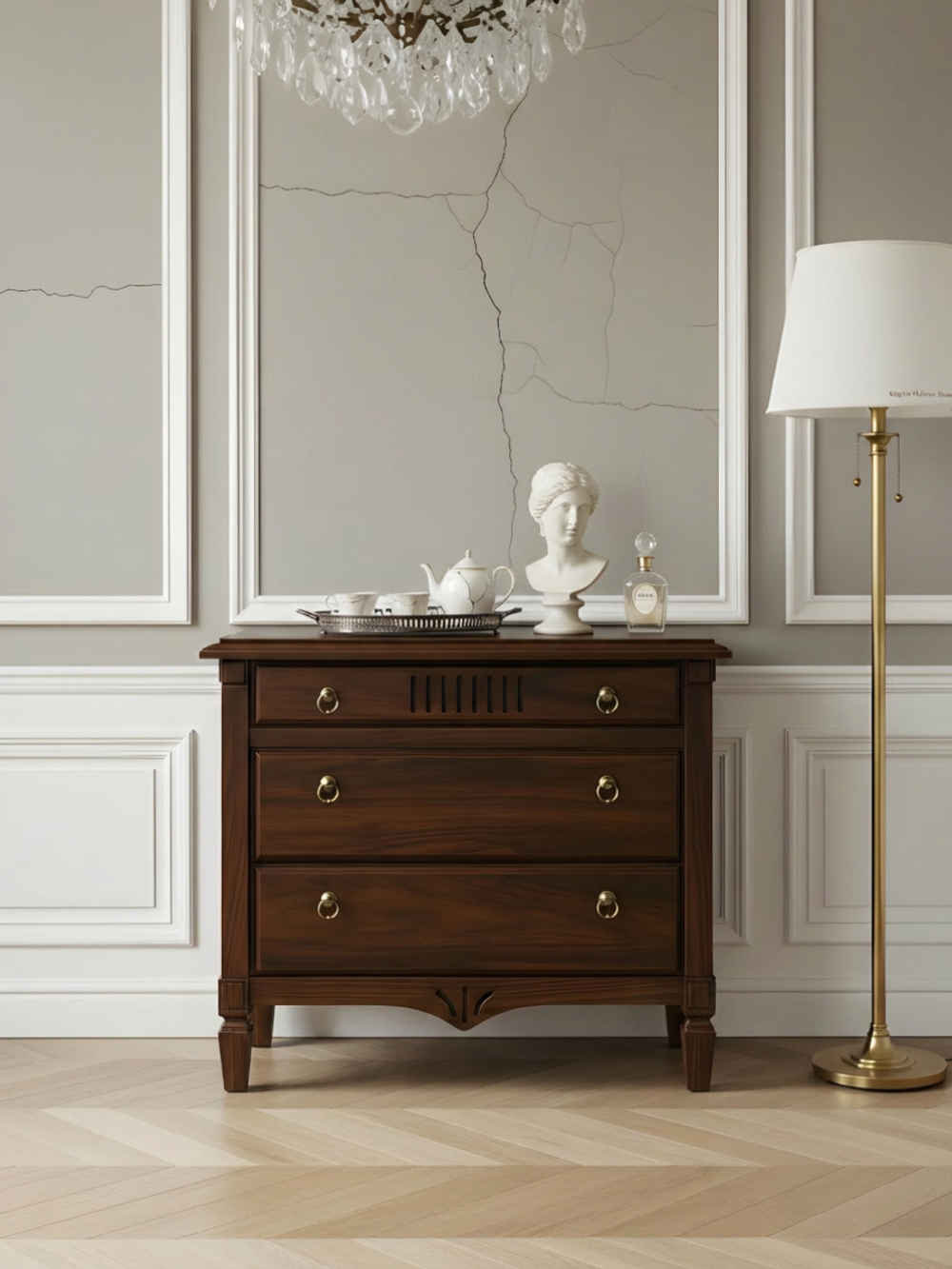 Комод 110х50х94 Джоли, с ящиками для одежды, в спальню, гостиную, прихожую, массив березы, коричневый, Makosa