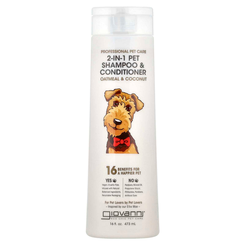 Giovanni, Professional Pet Care, шампунь и кондиционер 2-в-1 для собак, овсянка и кокос, 473 мл (16 жидк. унц.)
