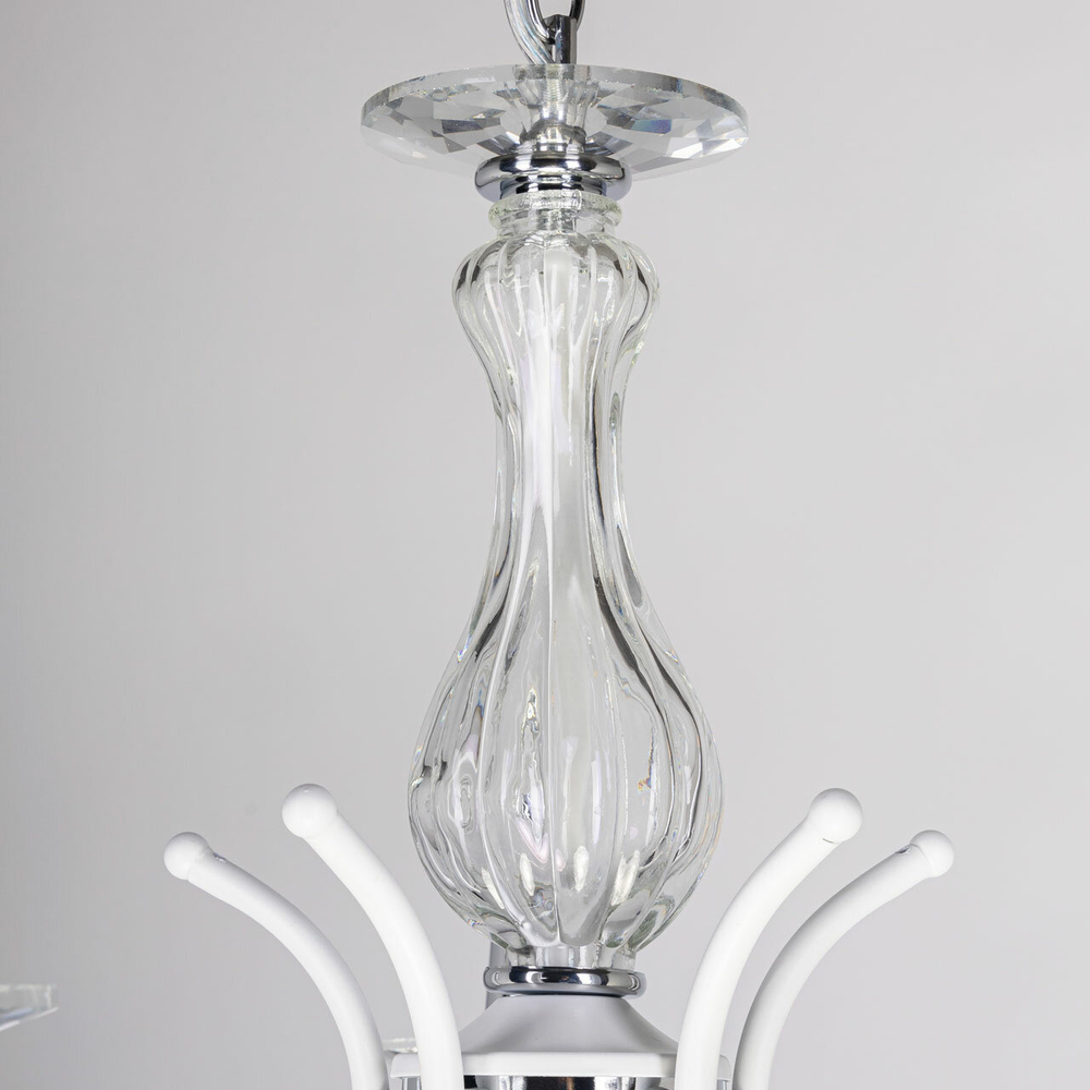 Люстра подвесная De Markt Свеча, 5 ламп Е14, 200Вт, 10 м2, белый, хрусталь