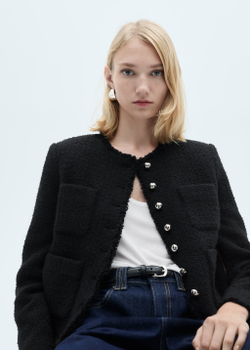 Куртка из твида с пуговицами-стразами