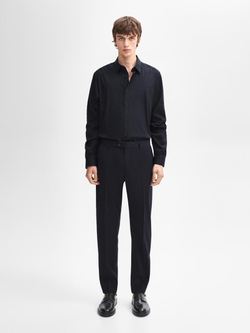 Massimo Dutti Рубашка облегающего кроя из эластичной ткани, темно-синий