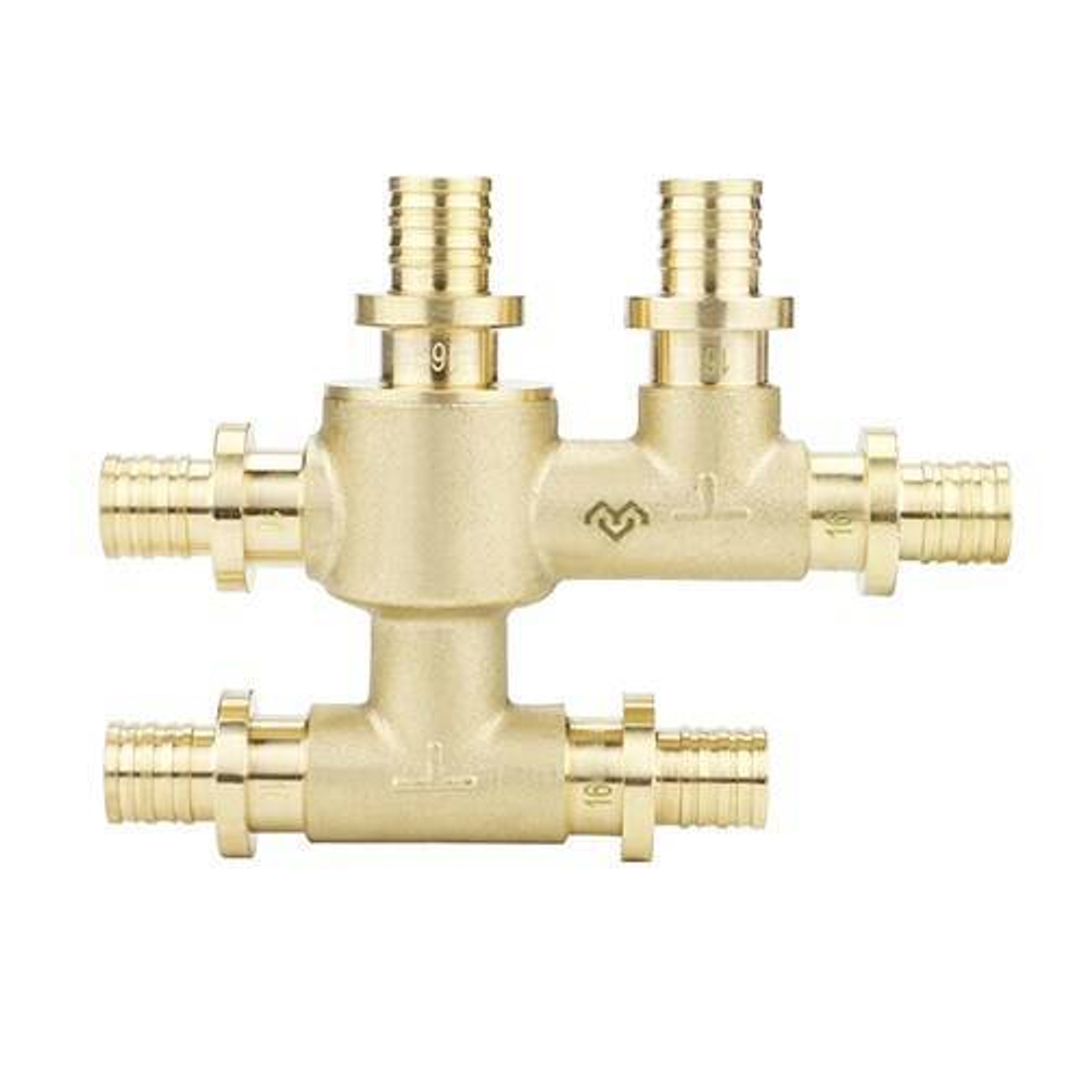 Шестивыводной распределительный блок Varmega Slide-fit - 16 x 16 x 16*2 (для PEX труб, латунь)