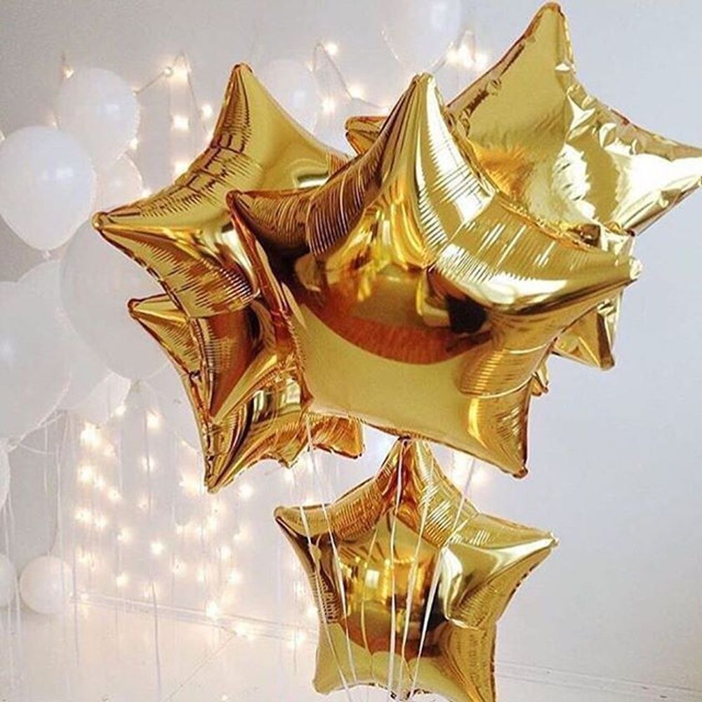 Шар (18"/46 см) Звезда, Золото 1 шт.
