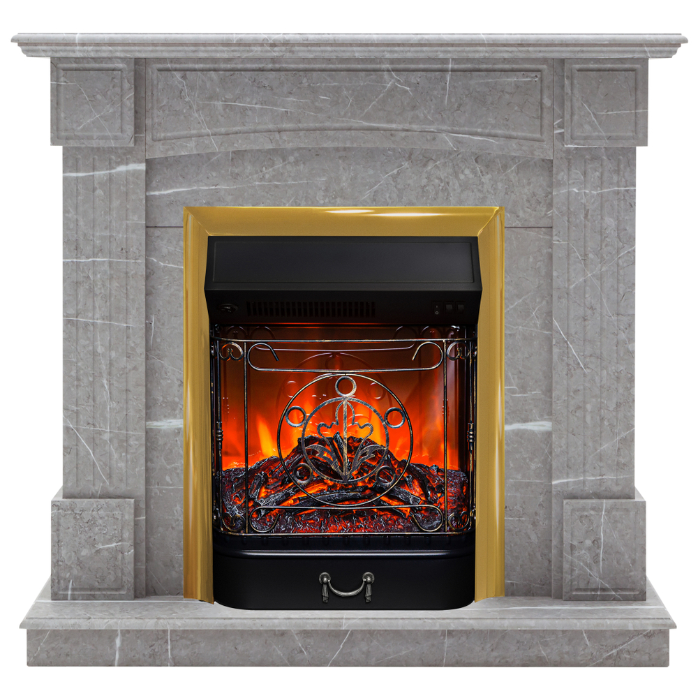 Каминокомплект Real Flame Andrea STD GR с очагом Majestic Lux Brass