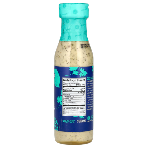 Tessemae's, Pantry, органическая заправка и соус, ранчо с кориандром и лаймом, 296 мл (10 жидк. унц.)