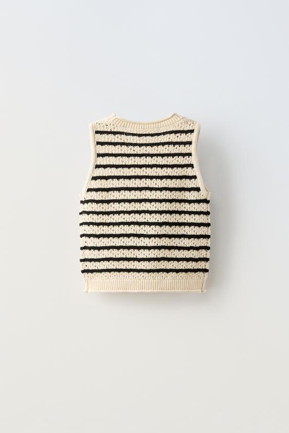 ZARA ТРИКОТАЖНЫЙ ТОП ИЗ КРУЖЕВА КРОШЕ В ПОЛОСКУ, ПОЛОСКИ