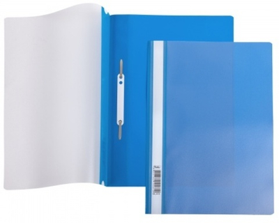 Папка -Скоросшиватель А4ф Hatber 140/180мкм Синяя Пластиковая прозрачный верх