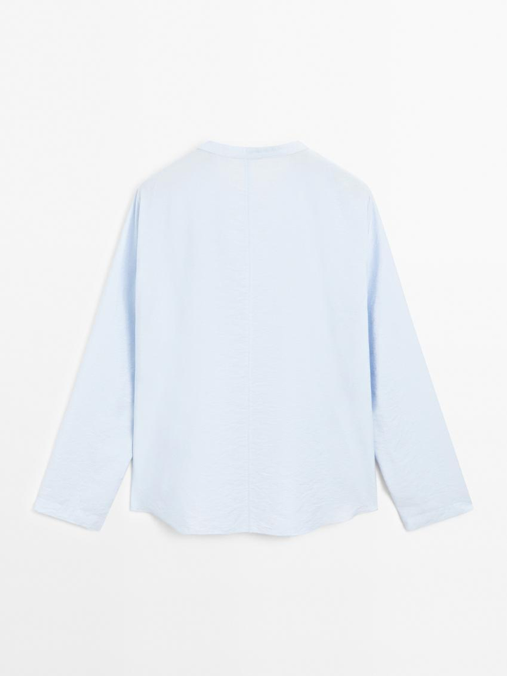 Massimo Dutti Блуза с длинными рукавами и воротником, синий