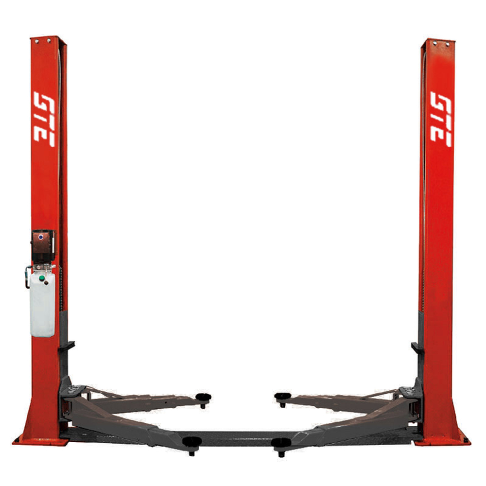 Подъемник электрогидравлический 4т 110-1900мм 2-х стоечный 380В ниж.синхрон. (руч. спуск) GTE