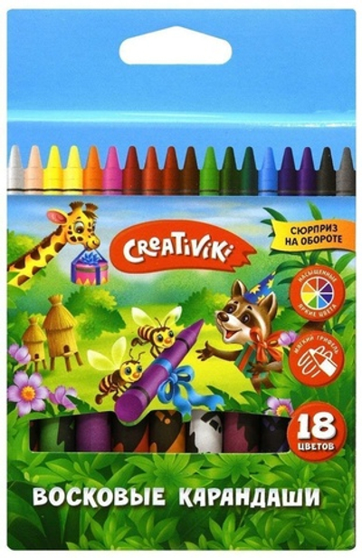 Мелки восковые 18цв. круглые 8 мм (Creativiki)