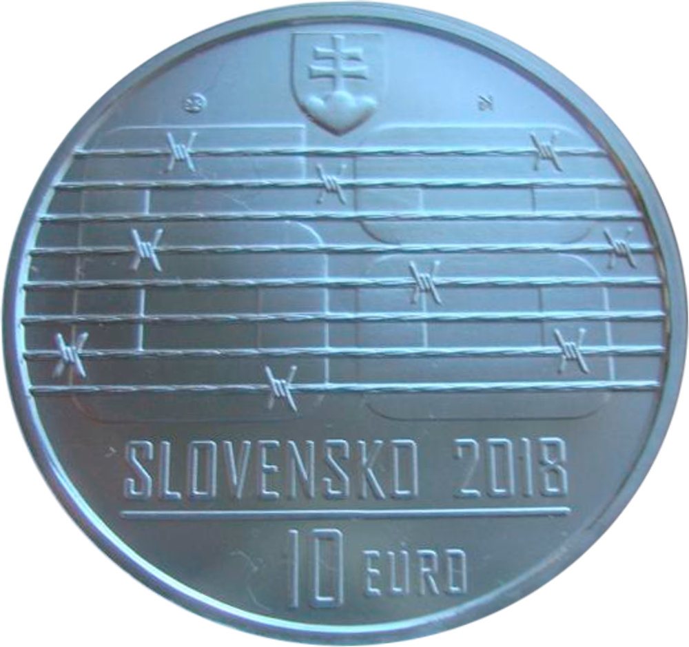 Словакия 10 евро 2018 Танк Ввод войск Варшавского договора в Чехословакию 1968 BU СЕРЕБРО