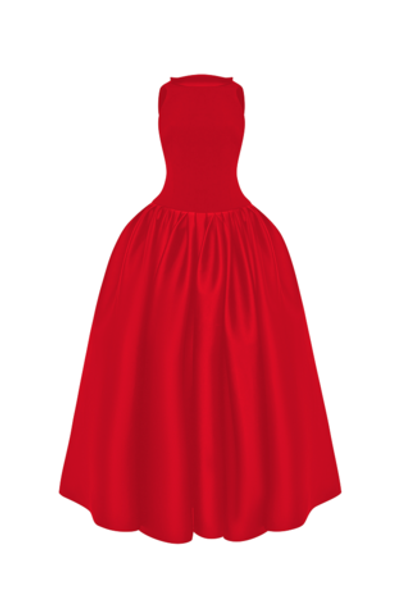 Платье макси из крепа и атласа с объемной юбкой