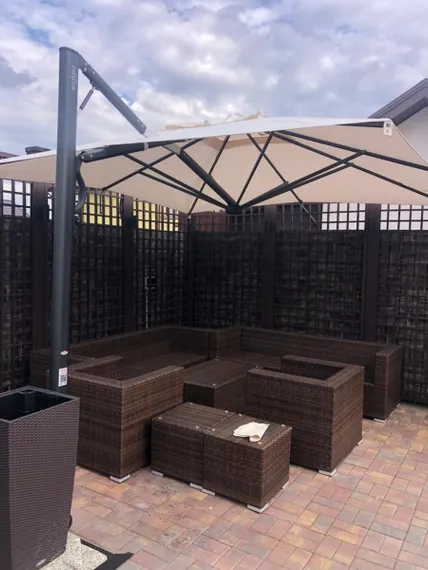 Зонт для кафе профессиональный Astro Carbon, 290х290 см, графит, слоновая кость