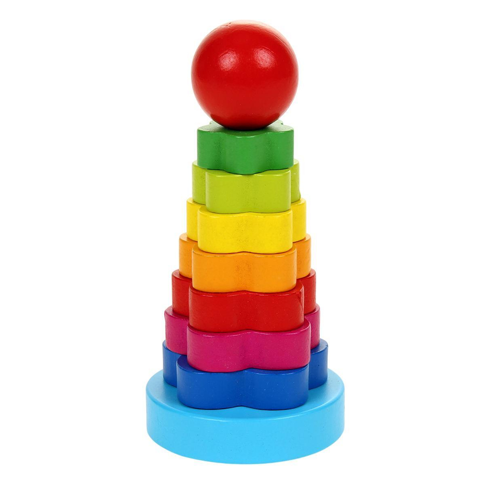 Пирамидка дер. "Цветочек" 7 колец+ основание, C-41693