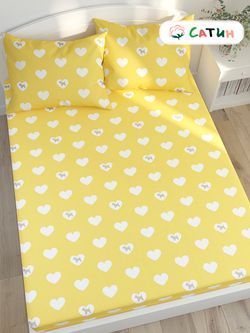 Постельное белье Milky Garden "Dogs (сатин)/Жизель (сатин)" евро  Наволочка 50х70 см 2 шт  Простынь на резинке 180х200 см  Пододеяльник 200х215 см