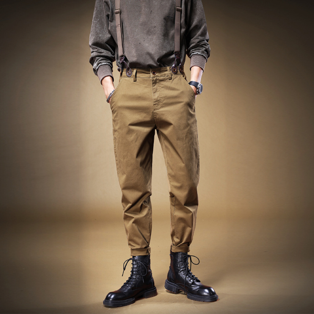 Мужские весенне-осенние модные брендовые JIELEINUO повседневные брюки на подтяжках с маленьким карманом.