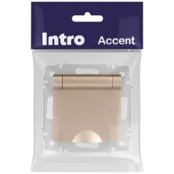 Розетка Intro Accent 6-203-04 2P+E Schuko с крышкой 16А-250В IP20 СУ AL/CU шампань | Intro