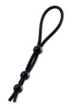 Черное лассо на пенис с тремя бусинами (Цвет: черный)