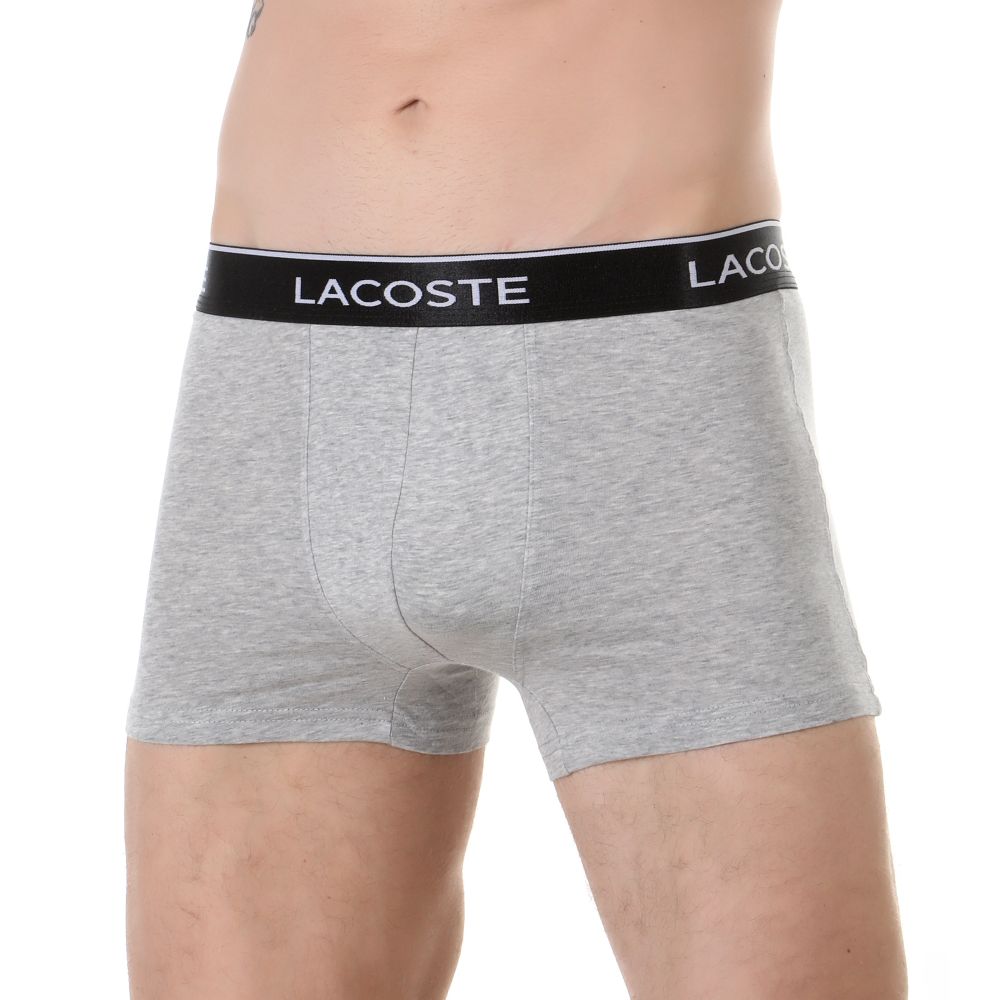Мужские трусы боксеры набор 3в1 (серые, черные, темно-синие) Lacoste