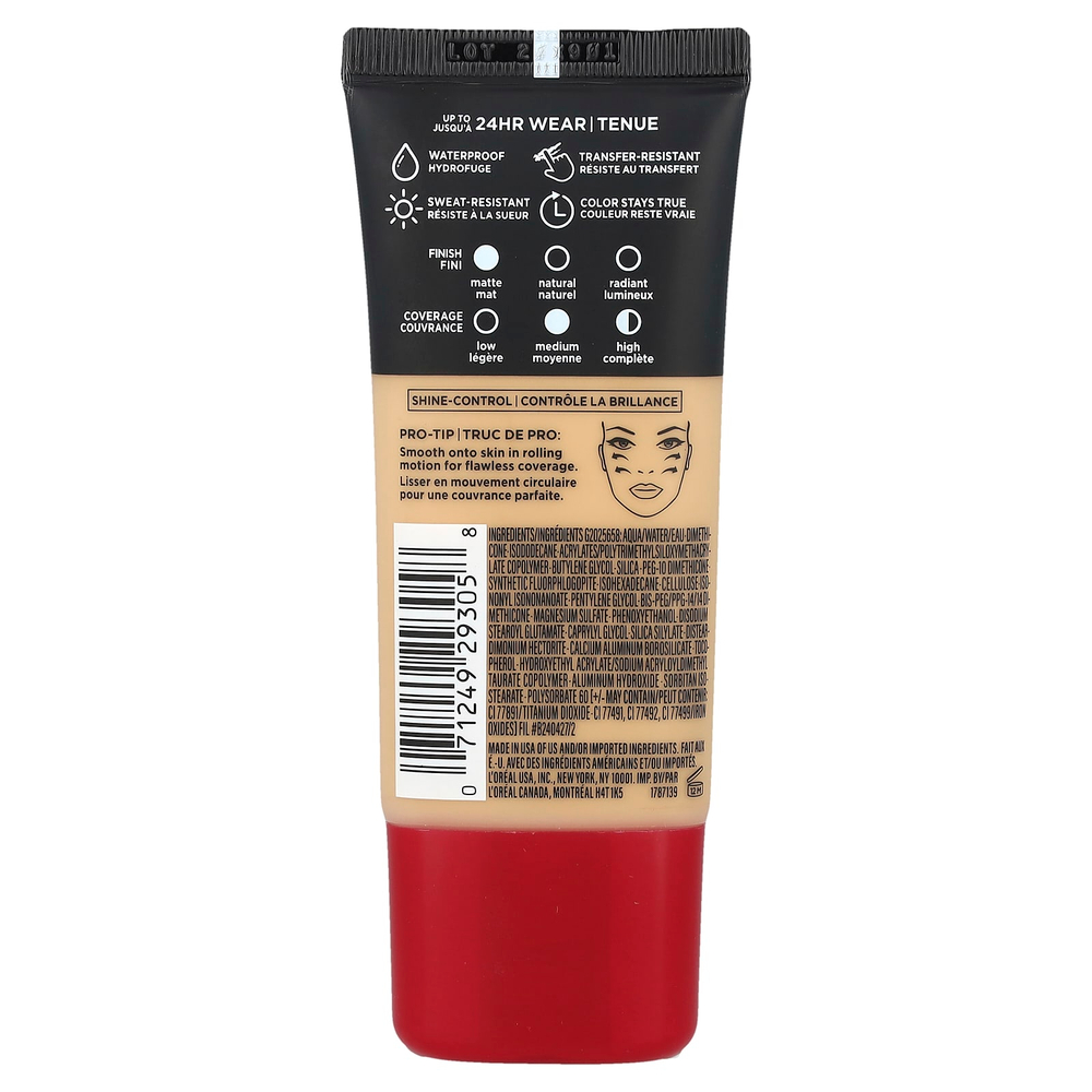 L'Oréal, Infallible, матовая тональная основа, оттенок 106 Sun Beige, 30 мл (1 жидк. унц.)