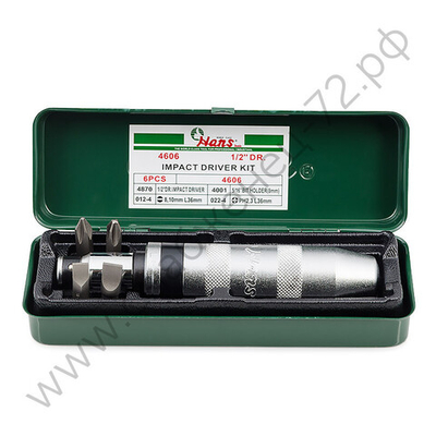 Ударная отвертка с битами Hans, 4606