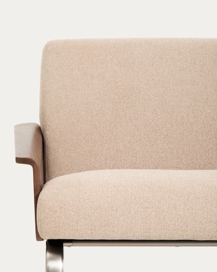 2-местный диван Amsen светло-коричневый с подлокотниками из шпона ореха