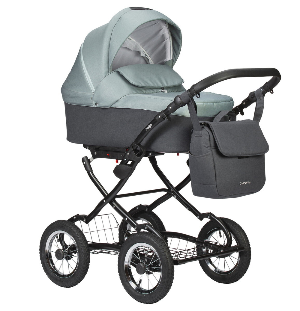 Детская коляска Indigo Charlotte Sity Classic 12 2 в 1 Cs02 т.серый+шалфей