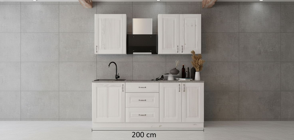 Кухонный модуль напольный, 60х60х85, Стокгольм Светлый, под мойку, со столешницей, из массива дерева, белый, Dipriz