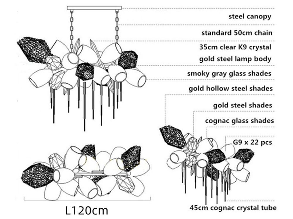 Люстра 8898P/BM gold/smoky