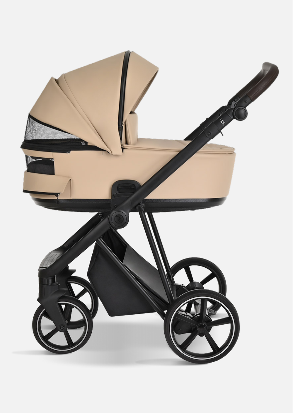 Roan Коляска 2 в 1 Sol Leather Caramel Black Тем.коричневый
