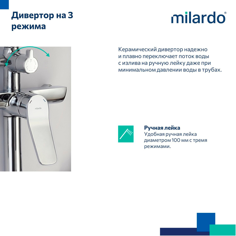 Душевая система 35к Milardo ENJSB3FM06 Энджой (Enjoy) лейка "Тропический душ", ХРОМ