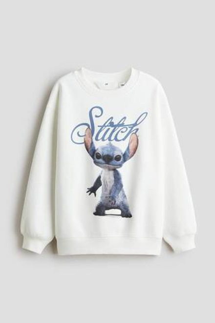 H&M Толстовка оверсайз с принтом, белый