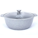 Кастрюля-жаровня 5л со стеклянной крышкой светлый мрамор жмс52а
