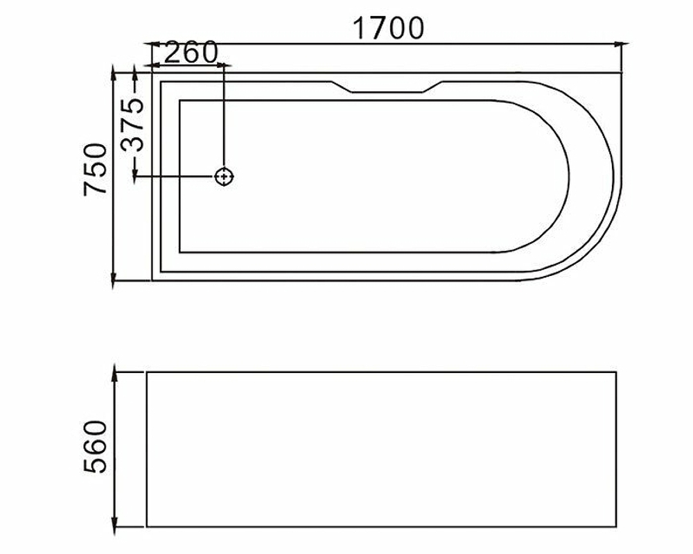 Акриловая ванна Grossman 170x75 GR-2202R без гидромассажа