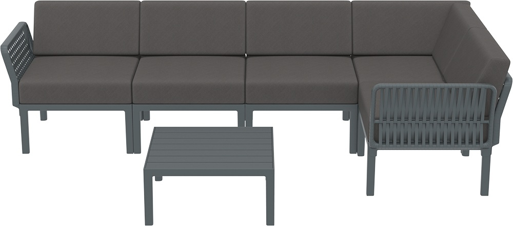 Комплект пластиковой мебели Siesta Contract Portofino Lounge Corner, темно-серый, темно-серый