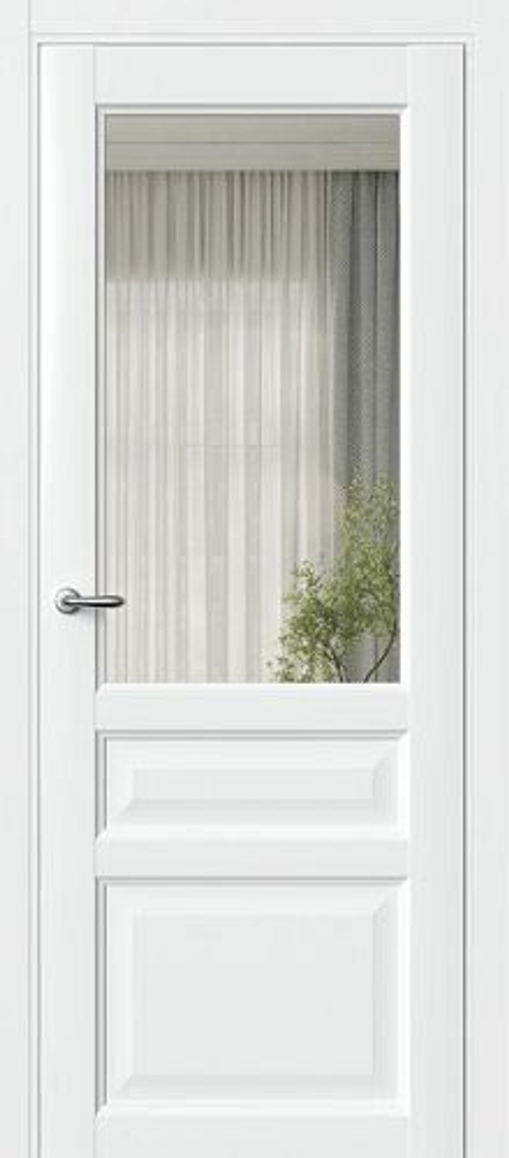 Межкомнатная дверь Фрамир Elegance 3 PO Прозрачное Белоснежный