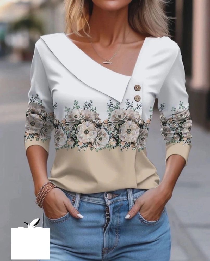 Женская Рубашка 6506 &quot;Пуговицы+Цветы&quot; №5